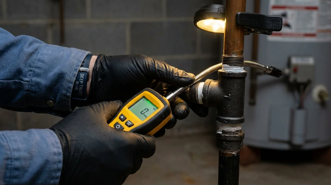 Gas leak detection with electronic sniffer by Johns Plumbing LLC in French Settlement
