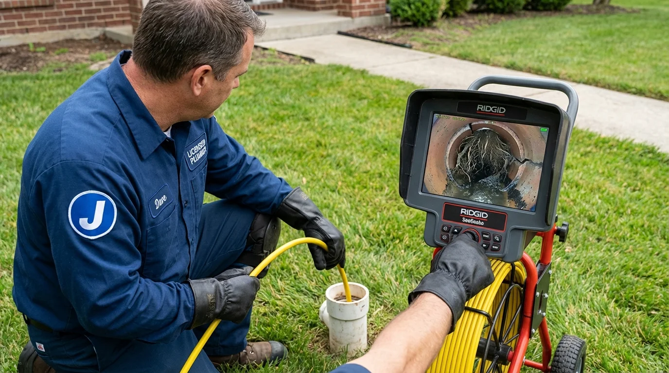 Sewer camera inspection being performed by Johns Plumbing LLC in French Settlement
